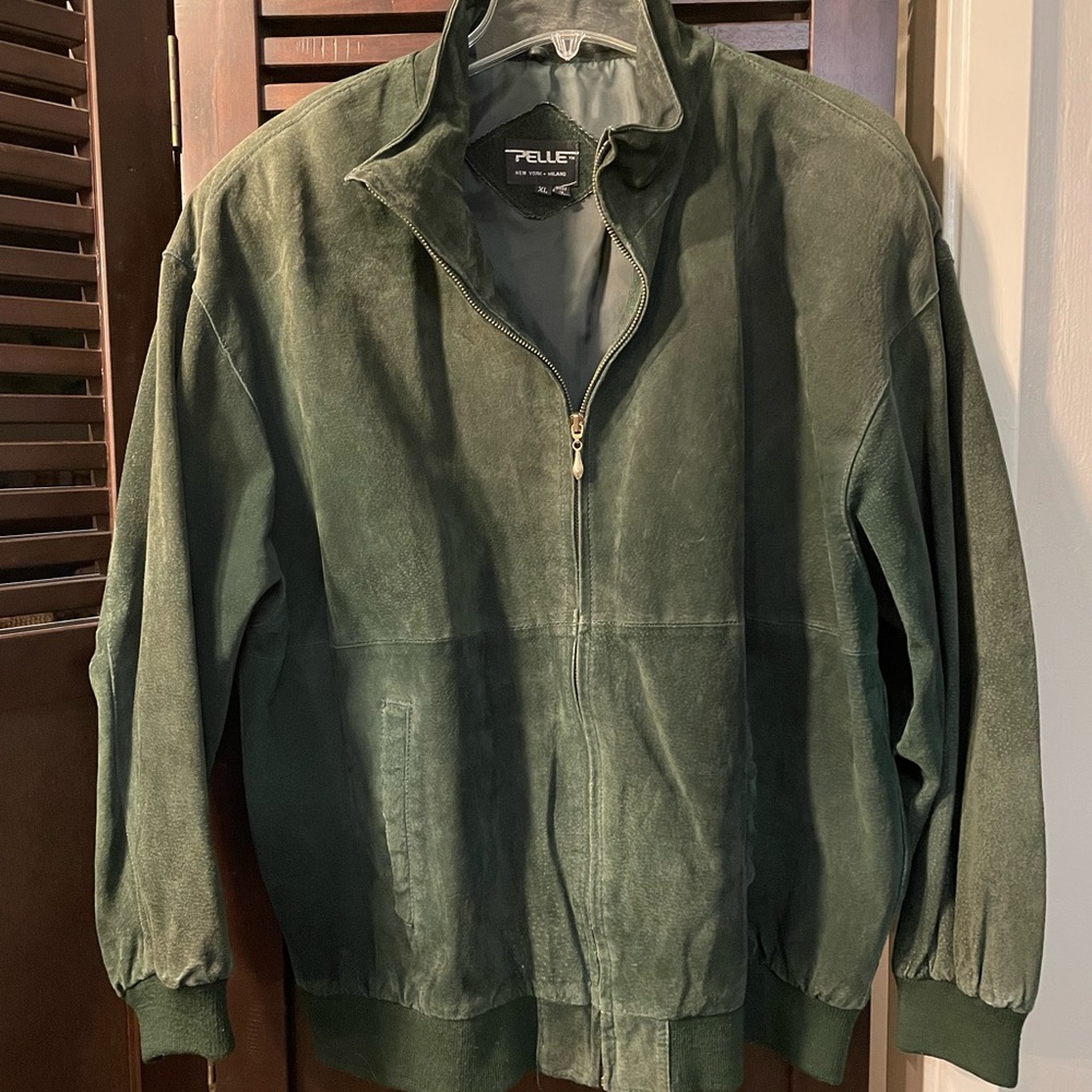 PELLE Green Suede Bomber Jacket XL